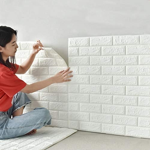 (1piece )3d Wall Stickers Faux Brick White Brick | Bedroom Home Decor